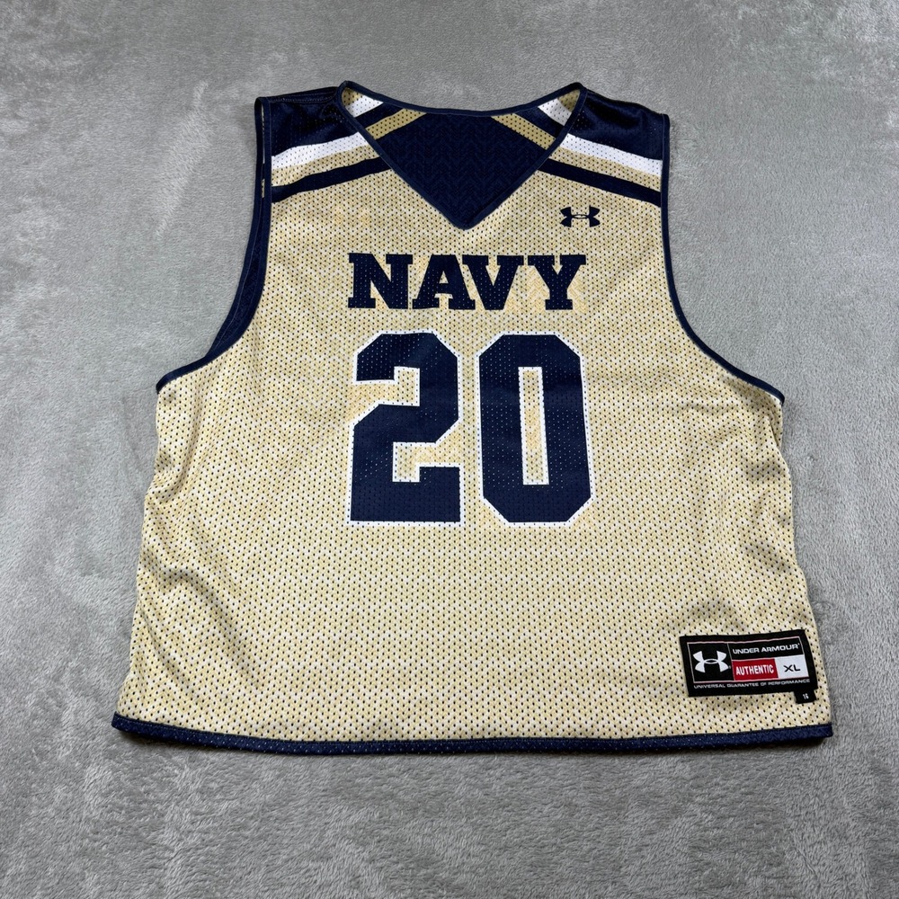 Navy‎ Midshipmen Under Armour Jersey XL Gold Navy Reversible Authentic Practice